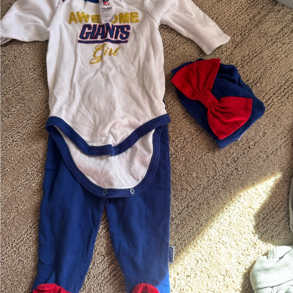 NFL Giants Baby Bodysuit Set - White, Blue, Red